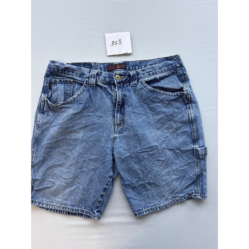 Real Work Wear Mens Denim Carpenter Shorts Light Wash Blue Size 36 Workwear